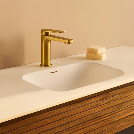 Exagonshop Miscelatore lavabo senza scarico in ottone oro