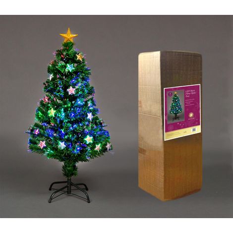 4ft 120cm Fibre Optic Christmas Tree With LED Stars Xmas Home Decor Decorations (1/5)