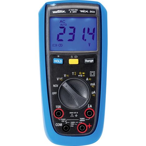 Metrix MTX 203 Hand-Multimeter digital Spritzwassergeschützt (IP54) CAT III 600 V Anzeige (Counts): (1/5)