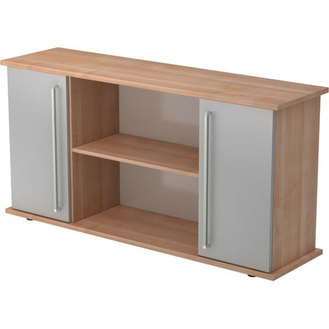 bümö office Sideboard mit 2 Flügeltüren Nussbaum/Silber (1/5)