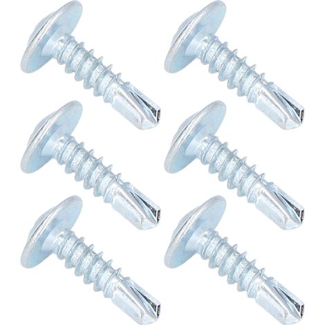 50 vis à tête ronde antidérapantes en acier au carbone galvanisé, autoperceuses, 4,2 x 16 mm, avec rondelle (1/5)