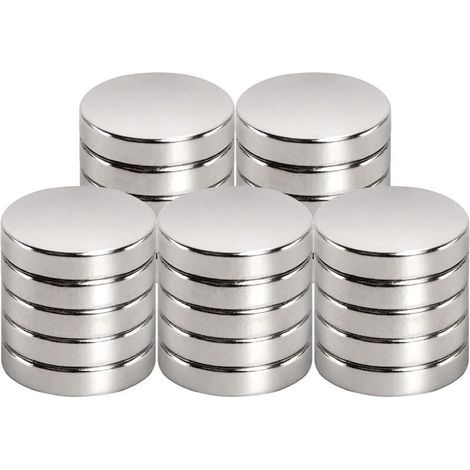 Aimant de néodyme 15 mm de diamètre x 3 mm pour Tableau magnétique, réfrigérateur, Tableau Blanc, Bureau, Tableau Blanc, Aimant Puissant (25 pièce) (1/5)