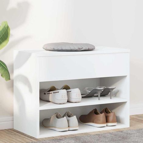 Banc à chaussures Blanc 60x30x45 cm Bois d’ingénierie (1/5)