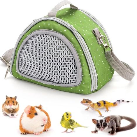 Hamster Transporttasche Atmungsaktive Reisetasche mit Griff und Schultergurt für Zwerghamster, Igel, Meerschweinchen und andere Kleintiere (1/5)