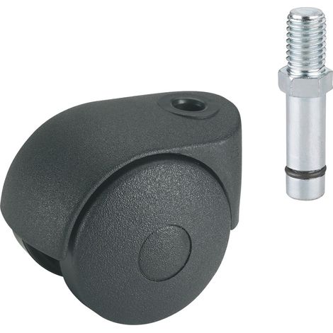 Doppelrolle Möbelrolle ø 40 mm Tragkraft 20kg, Gewindestift M8x15mm schwarz (1/2)