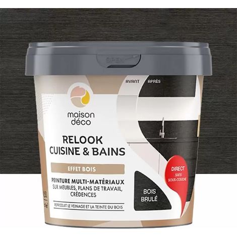 Peinture multi-matériaux sur meubles, plans de travail, crédences MAISON DÉCO Relook Cuisine & Bains Bois brûlé 0,5 L (1/2)