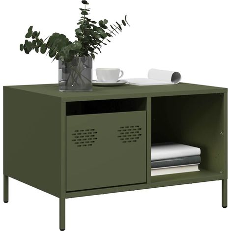 Couchtisch Olivgrün 68,5x50x43,5 cm Kaltgewalzter Stahl