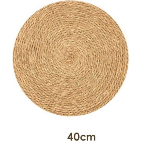 Tapis extérieur rond 40 cm en jute – Résistant aux intempéries et aux UV – Aesthétique naturelle pour terrasse et jardin (1/3)