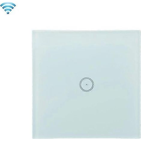 Interrupteur mural tactile Wi-Fi - Commande vocale et télécommande mobile, blanc, 1 poste (1/2)