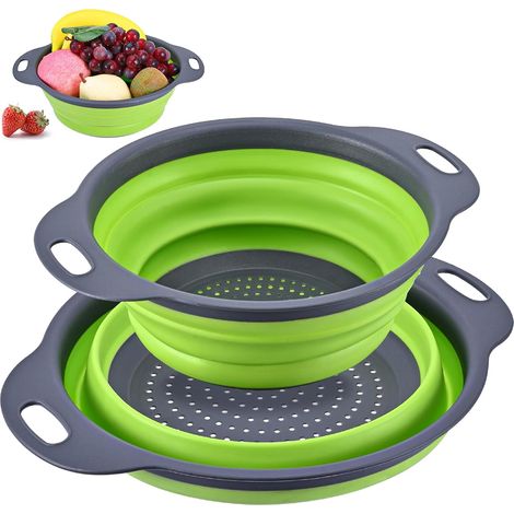 Colador de pasta de silicona plegable, juego de 2, compacto y portátil. (1/3)
