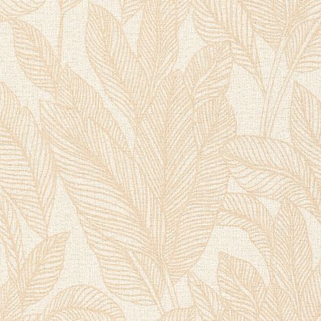 Papier peint ton-sur ton Profhome 790642 papier peint intissé légèrement texturé avec des ornements floraux scintillant crème ivoire beige platine 5,33 m2