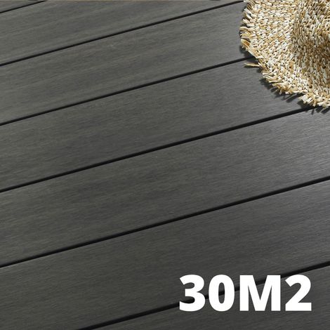 Kit Terrasse Composite NAVIA 30m² - Gris Foncé - 91 lames de terrasse (220 x 14.5 x 2.2 cm) - Fixation par Clips - Terrasse Livraison Rapide