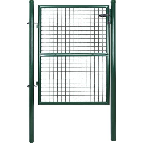 Cancello da giardino Cancello da giardino in acciaio zincato Cancello per recinzione con maniglia e chiave 106 x 125 cm (L x A) Verde 120001944