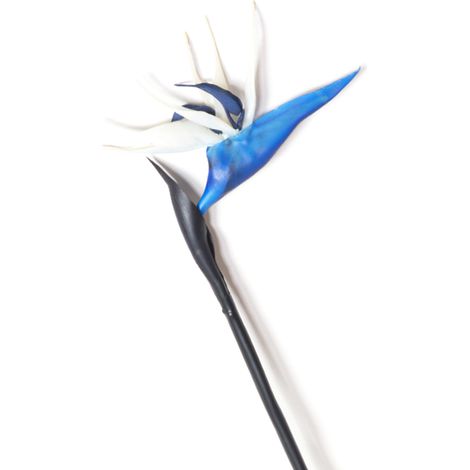 Fleurs artificielles oiseau de paradis bleu fausse plante déco durable réaliste pour intérieur (1/4)