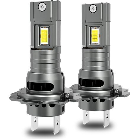 Ampoules Phare LED Haute Puissance H7, Ultra Lumineuses 1:1 Intégrées avec Ventilateur, Remplacement Auto Tuning, Lot de 2 (1/5)