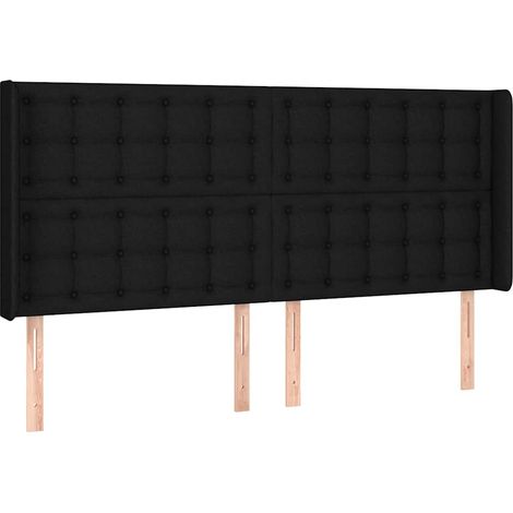 Maison Exclusive - Cabecero con orejas de tela negro 183x16x118/1 (1/5)
