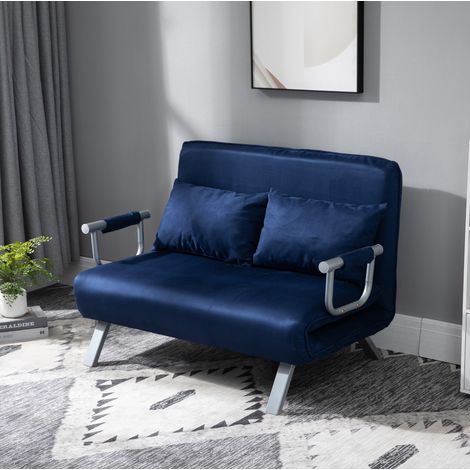Sofá cama 111x80x78 cm azul de poliéster con respaldo ajustable (1/5)