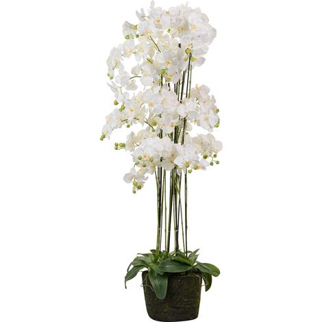 Orchidée en polyester blanc 70 x 70 x 155 cm (1/2)