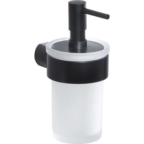 Sapho Gedy Pirenei - Dispensador de jabón con soporte, negro mate/cristal satinado PI8114 (1/5)