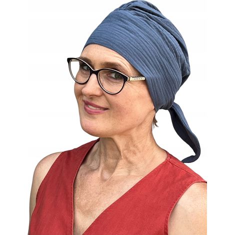 Turban pour femme Tess 007, châle en mousseline douce, idéal pour le printemps et après la chimiothérapie (1/5)