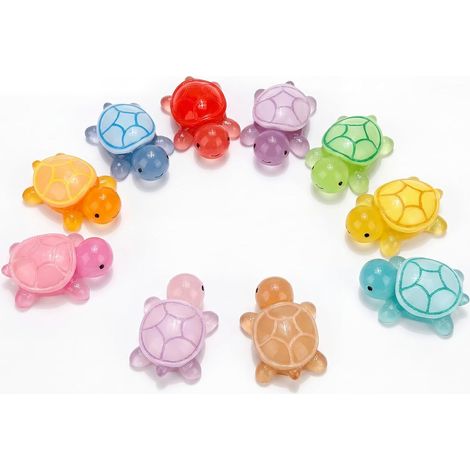 Lot de 40 mini tortues lumineuses en résine, petites tortues qui s'illuminent dans l'obscurité, petites figurines en résine, animaux marins pour fête d'anniversaire, bricolage, aquarium, créatures (1/5)