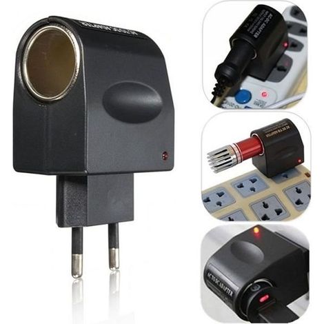 TEMPSA EU Plug LED Secteur AC 220V A DC 12V Voiture Allume Cigare Chargeur Adaptateur (1/4)