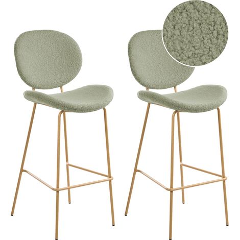 Set mit 2 Barstühlen LUANA Bouclé Hellgrün