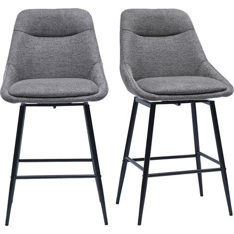 Sgabelli da bar girevoli a 360° in tessuto effetto velluto grigio testurato e metallo H66 cm (set di 2) ALESS