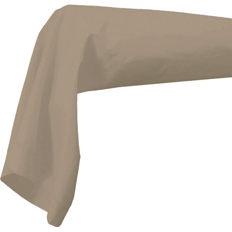 Taie de Traversin Unie en 100% Coton Marron Clair 86x140 cm