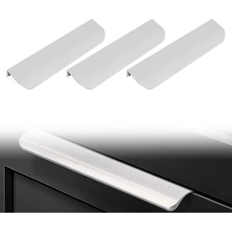 Poignées invisibles pour tiroirs et meubles, poignées de tiroirs de cuisine, poignées de portes-fenêtres, boutons de portes de cuisine en aluminium, poignées de tiroirs et meubles (lot de 3). (1/5)