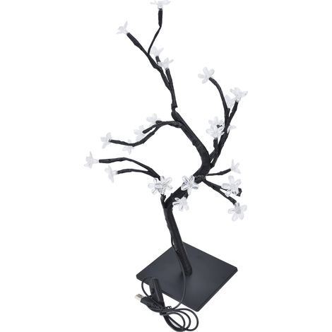 Arbre lumineux LED Sakura 24 LED, arbre décoratif simulation fleur de cerisier, veilleuse chambre, décoration fête table chevet, alimentation USB (24 lumières) (1/5)