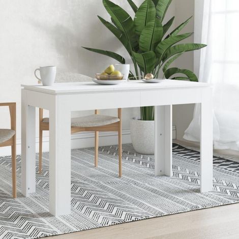 Esstisch 120x60 cm Weiß Holzwerkstoff mit Stahlfuß, minimalistisch (1/5)