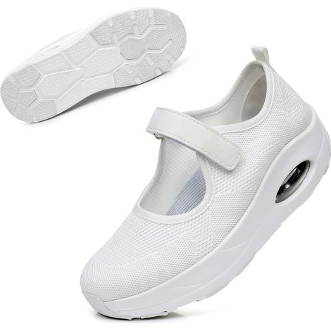 Femmes Confortable Travail Infirmière Chaussures Antidérapantes Réglable Respirant Walking Buffer Fitness Casual Nursing Orthèse Baskets Légères, Maille (1/5)