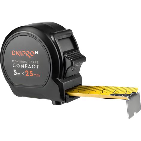 Dnipro-M Cinta Métrica Compact 5m x 25mm - Precisión Profesional MID II, Hoja Acero CS60, Doble Botón de Bloqueo (1/5)