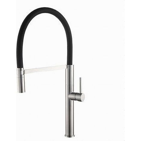Trade Shop - Fulbucked Steel Kitchen Mixer Tap Black Flexible Single Lookout 87350 -