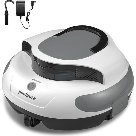Robot Piscine sans Fil Aspirateur Piscine Automatique Capteurs Hall Autonomie 100 Min 5000mAh pour Piscine Hors Sol et Enterrée jusqu'à 90m² Système Roues Innovant (1/5)