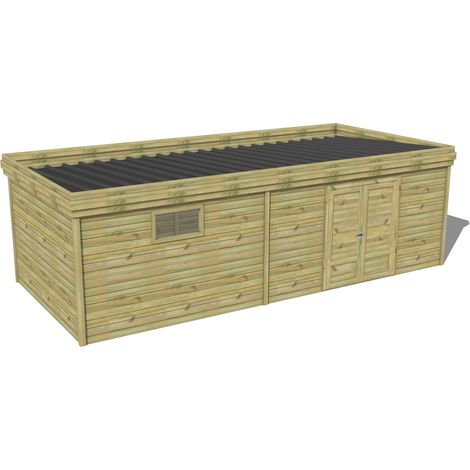 ABRI DE JARDIN bois traité 27mm, 8,2x3,4m, 28m2