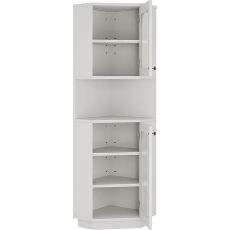 Armadio angolare da bagno bianco in MDF con luce LED e ripiani regolabili 45 x 45 x 166,5 cm (1/5)