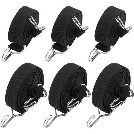 6 Pièces Tendeurs Elastique Plate avec Crochets Métal - 2m et 3m - Tendeur Plat en Caoutchouc Réglable - Sandow pour Bagages, Vélo, Moto, Voiture, Camping, Bâche (1/5)