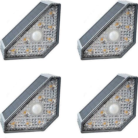 Lampes solaires d'extérieur étanches pour escaliers, détecteur de mouvement, lumière blanc chaud, décoration de jardin et d'allée, installation facile, IP67, IP65, 8 heures (1/5)