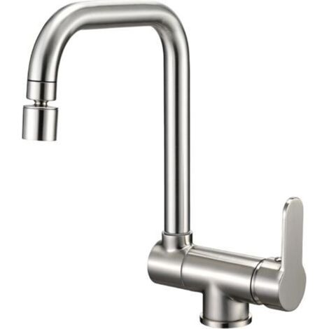 Robinet de cuisine à l'avant, pliable, robinet de cuisine sous fenêtre, robinet d'évier avec 2 types de jet, pivotant à 360°, mitigeur monocommande haute pression, en acier inoxydable