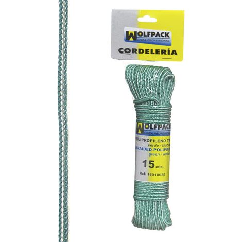 Corde Tressée en Polypropylène Blanc/Vert Pelote de 15 Mt