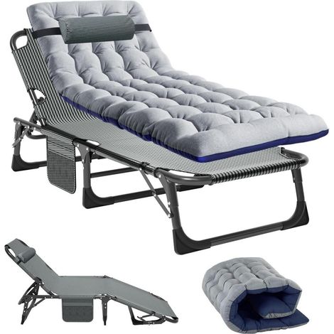 Klappbare Sonnenliege mit Matratze, 5-stufig verstellbar, 150kg belastbar (1/5)