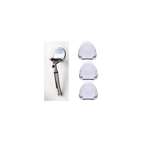 3 x Porte Rasoir Douche, Support Rasoir Douche, Support Rasoir avec Ventouse, Porte Rasoir, Porte Rasoir Douche Ventouse, Razor Holder for Shower, Support de Rasoir Douche en Pp, Gris, 5,2x4,2cm (1/5)