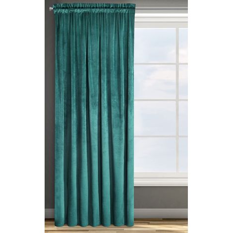 Eurofirany ROSA Tenda in Velluto con Fettuccia Arricciatenda - 1 Unità, Soffice, Pannello, Drappo Classico, Glamour, Elegante, Soggiorno, Camera da Letto, 290 g/m2, 140x270 cm, Turchese Scuro