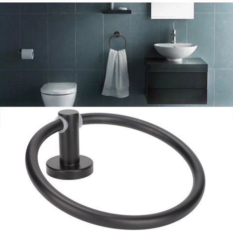 Platzsparende Aluminiumringe und Handtuchhalter für Badezimmer, Balkone, Hotels und Pensionen – schwarz. (1/5)