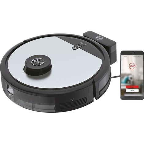 Hoover HG5 Robot Aspirapolvere con Mappatura, 0,5 L, Wi-Fi, 5 Modalità, 1 Spazzola XL e 2 Laterali, Navigazione Avanzata, 34x34x10,3 cm, Grigio (1/5)
