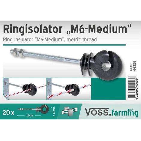 20x Isolateur écarteur annulaire « M6-Medium, Filetage métrique, Longueur 145 mm H804