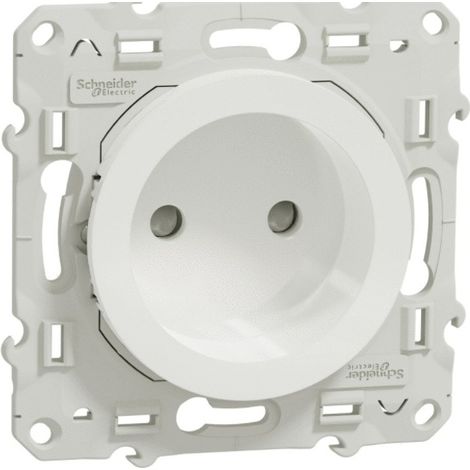 Prise encastrée 2P Schneider Electric ODACE 16 A IP21 Blanc S526033