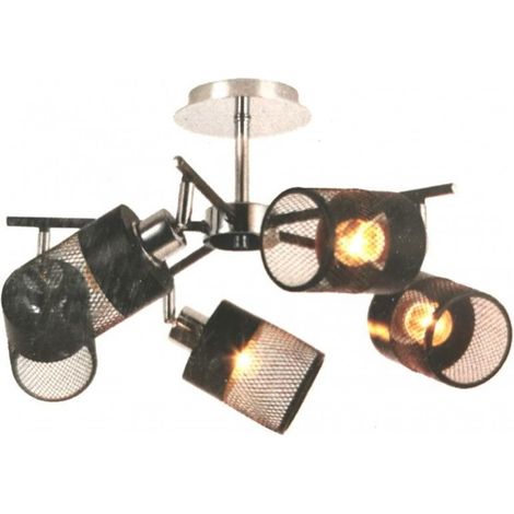 Trade Shop - DECKENLEUCHTE MIT 5 LAMPENSCHIRMEN E27 METALLANSCHLUSSLAMPEN 00280 -
